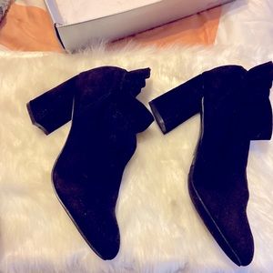 Black faux suede black booties